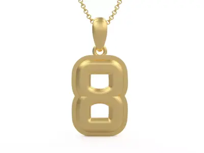 Model 1162 Number 8 Necklace Curved With Border 3D print model
