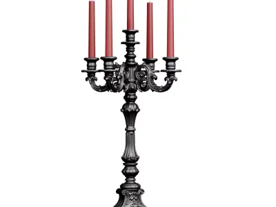 Modern Black Tabletop Candlestick Candle Holder Candelabra 3D model