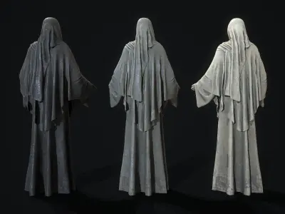 Nun statue  Low-poly 3D model