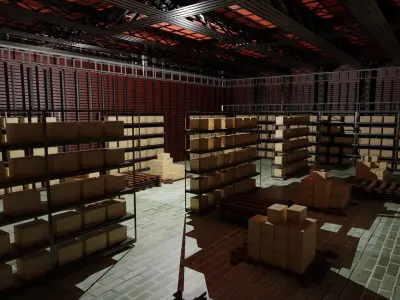 Warehouse Interior Low-poly 3D model