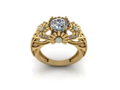 Flower ring 3D print model