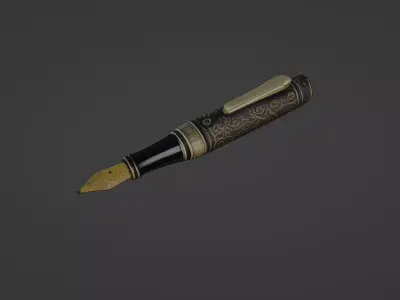 Luxury Fountain Pen - Gold and Black Edition 3D model