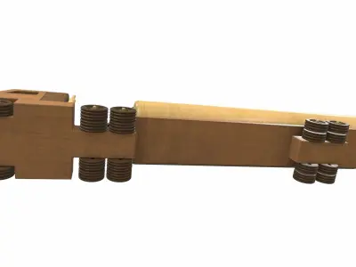 Wooden car toy truck and trailer 2 Free 3D model