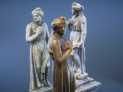 Statue of a Woman holding flowers Low-poly 3D model