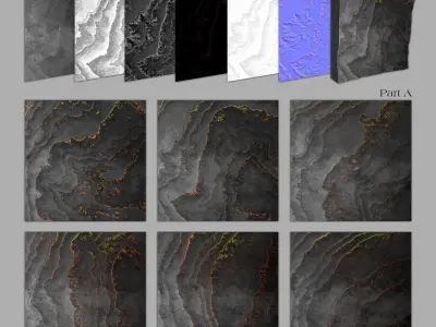 24 Decorative Stone Tiles Low-poly 3D model