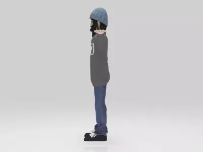 Character Tony Alva skate boarding word Rigged  Low-poly 3D model