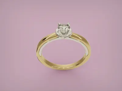 Anel solitario com aplique em 2 cores 3D print model