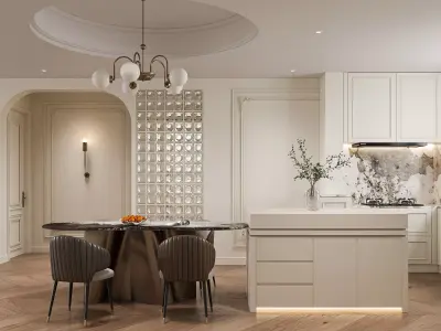 Eclectic living and dining room interior 3D model