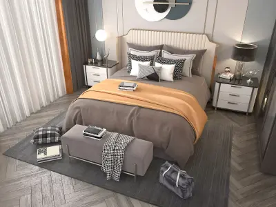 Modern Bedroom Scene 27 3D model