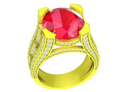 Luxury Oval Gemstone Split Shank Ring 3D Model  4531 3D print model