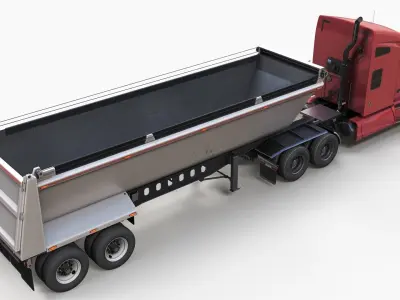 Kenworth T680 dumptrailer Low-poly 3D model