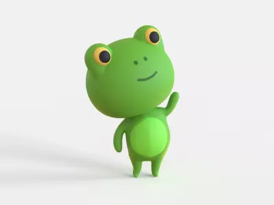 Little Funny Frog Animated Low-poly 3D model