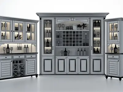 Dark Wood Cabinet Collection 3D model