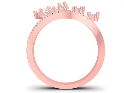 Floral Cluster Diamond Leaf Ring for Women 2639  3D print model