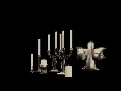 Medieval Candles game ready 7 pack set Low-poly 3D model