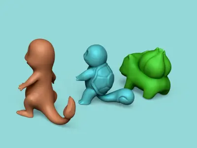 Pokemon Islands - Bulbasaur Charmander Squirtle - Printable 3D print model