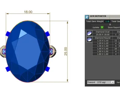 ring with a big stone 3D print model