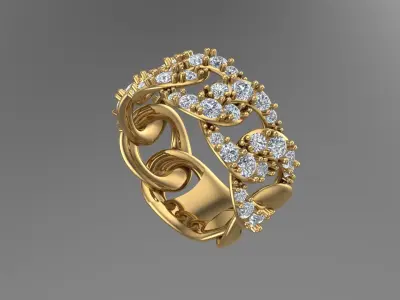  CUBAN CHAIN RING MIAMI diiamond Ring 3dmodel 3D print model 3D print model