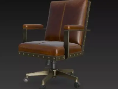 Luxury Executive Leather Office Chair Black Wood 3D model