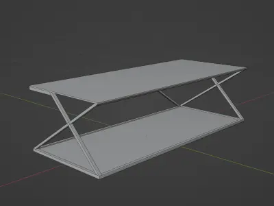 Modern Glass and Gold Coffee Table Low-poly 3D model