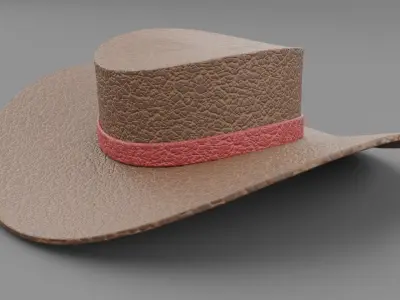 Leather hat  Low-poly 3D model