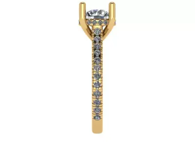 solitaire ring under halo with pave shank  3D print model