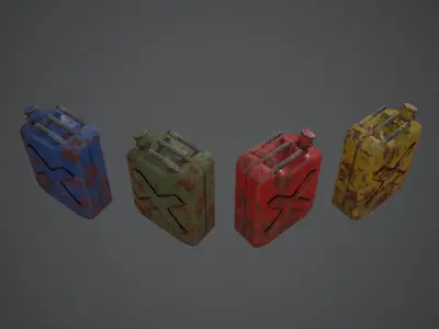 Canister PBR Game Ready Low Poly three rusty gas cans Low-poly 3D model