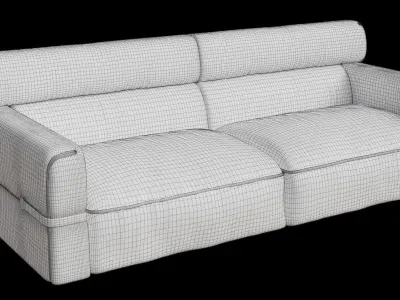 Brown Leather Upholstered Sofa 3D model