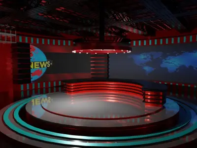 TV Studio News Low-poly 3D model