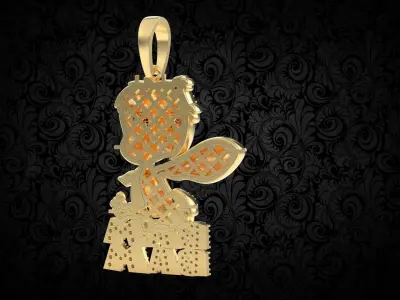 African American Pebbles Bam Bam Pendant hiphop jewelry 3D print model