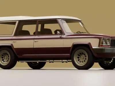 70s generic 4 door SUV Low-poly 3D model