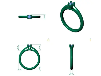 D-1693 diamond engagement ring gold 3D print model