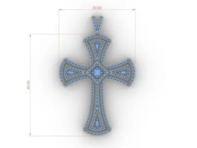 Diamond Cross Pendant Luxury Jewelry Necklace 3D print model