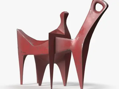 Modern Abstract Metal Sculpture Low-poly 3D model