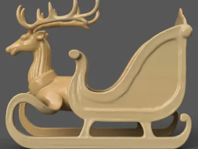 Santa Sleigh Christmas Decorations planter - vase - garden 6 3D print model