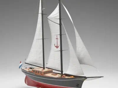 Silver spray schooner boat 3D model