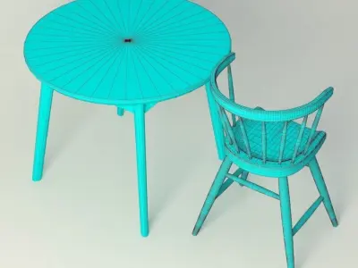 Nakashima Chair and Table 3D model