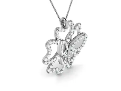 Solitaire Women butterfly Pendant 3DM STL OBJ FBX Render Details 3D print model