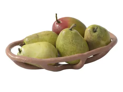 Nested bowl with pears and mango 3D model