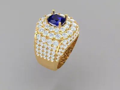Diamond Rings - Mens Ring  3D print model 3D print model