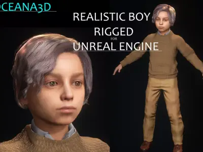 Realistic 3D School Boy RIGGED for Unreal Engine 3D model