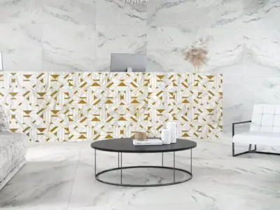 White Marble  Brass Geometry Panel  Texture