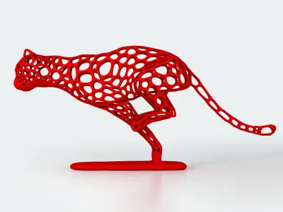 Cheetah Sprinter Wireframe Low-poly 3D model