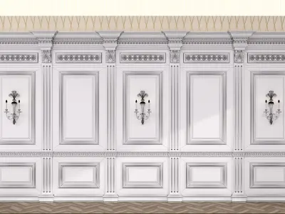  Boiserie classic panels and Decorative Crafts Wood Sconce - 185 3D model
