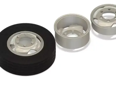 3D printable truck wheel set 3D print model