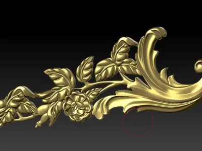 pattern CNC gold-plated sculpted wooden frame pattern 3D model  3D model