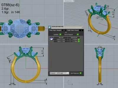 3 Stone Diamond Ring 0788 3D print model