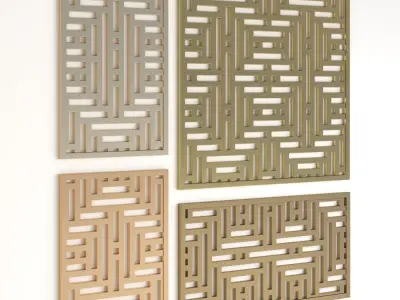 Arabic Islamic pattern decorative gold plaster 3D model
