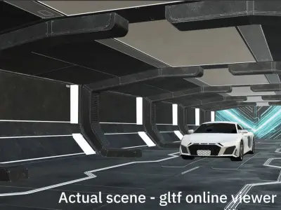 Car Exposition Underground Tunnel Showroom for render racing car Low-poly 3D model