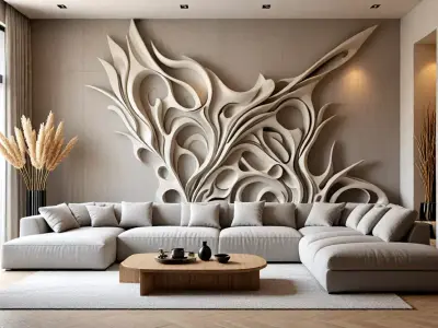 3D Wall Panel mural decor set relief stl 03 3D model